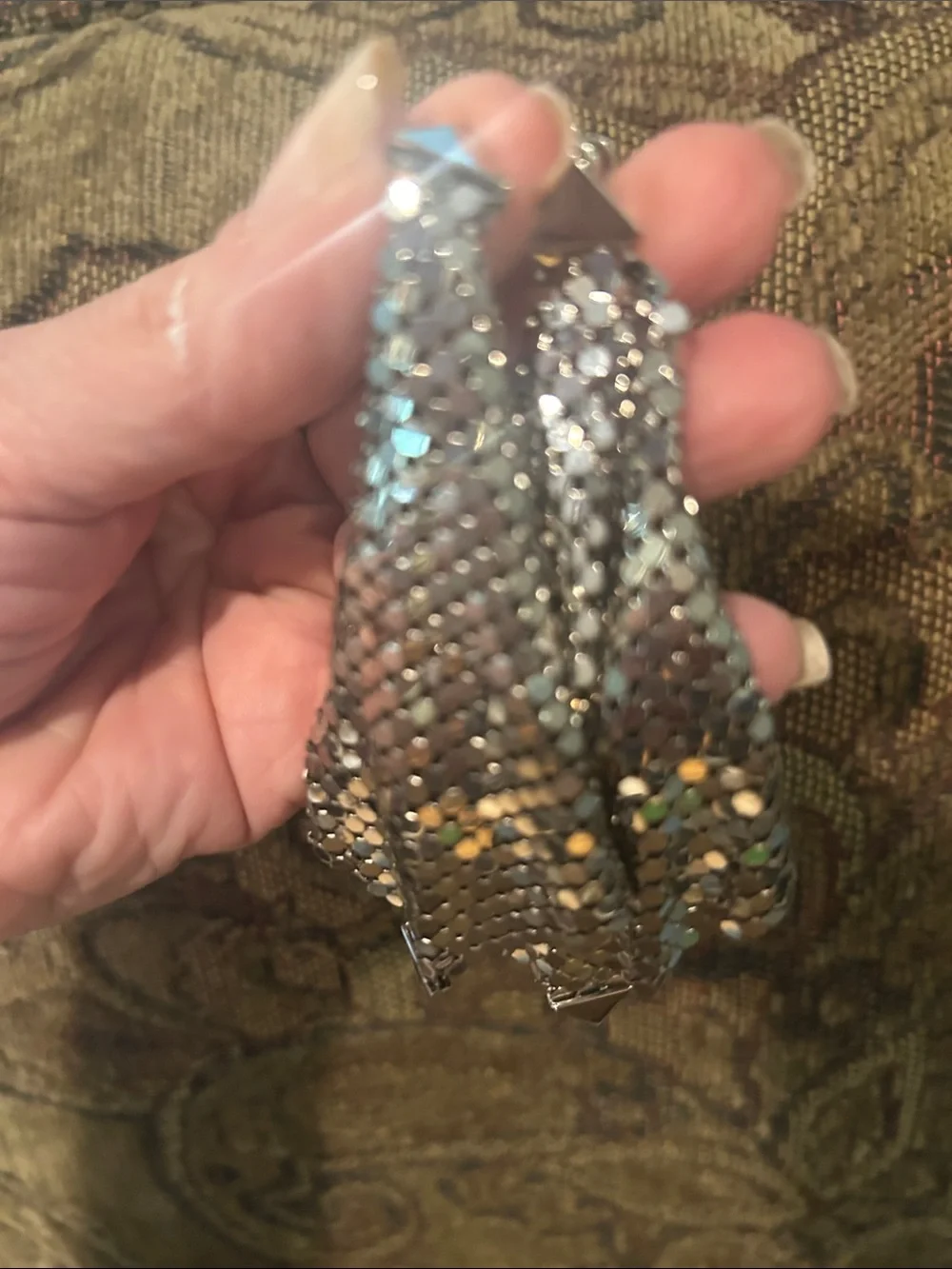 Paco Rabanne Silver Mesh Dangle Earrings